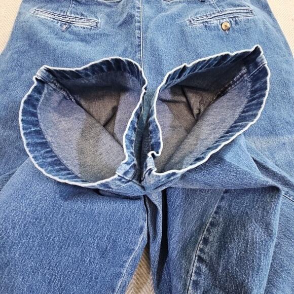 Vintage Roundtree & Yorke Jeans Men's 40x28 Blue Denim Pleated Relaxed Y2K Boho - Picture 12 of 16